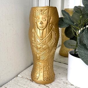 Vintage Egyptian Mummy Glass Flower Vase Hand Blown Luxor Las Vegas King Tut 9”